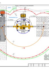 План работы автокрана и опасных зон при устройстве фундаментов