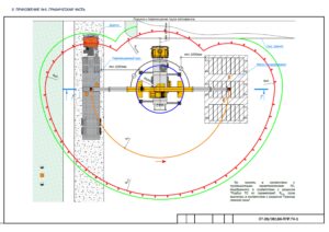 План работы автокрана и опасных зон при устройстве фундаментов