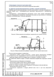 Схема рабочей зоны экскаватора при сносе